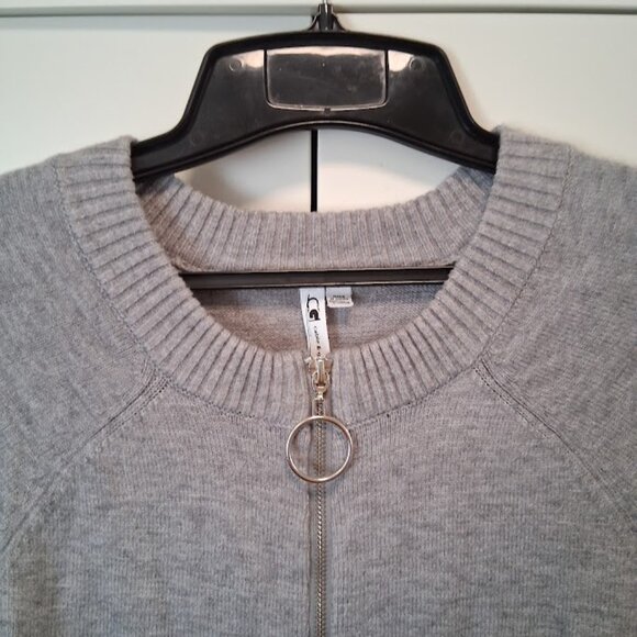 Cable & Gauge Heather Grey Full Zip Long Cardigan Sweater w/Pockets NWT Sz L - Picture 4 of 7